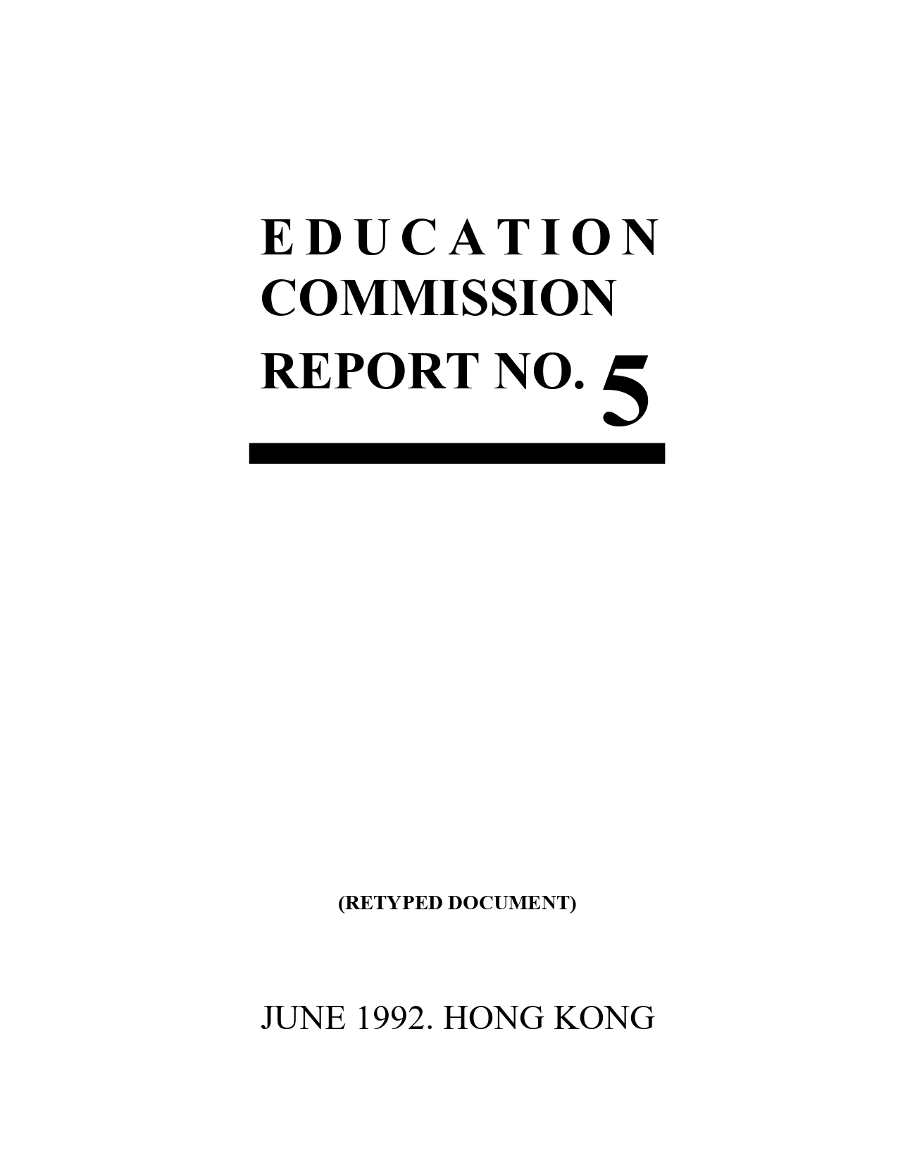 Education Commission Report No. 5