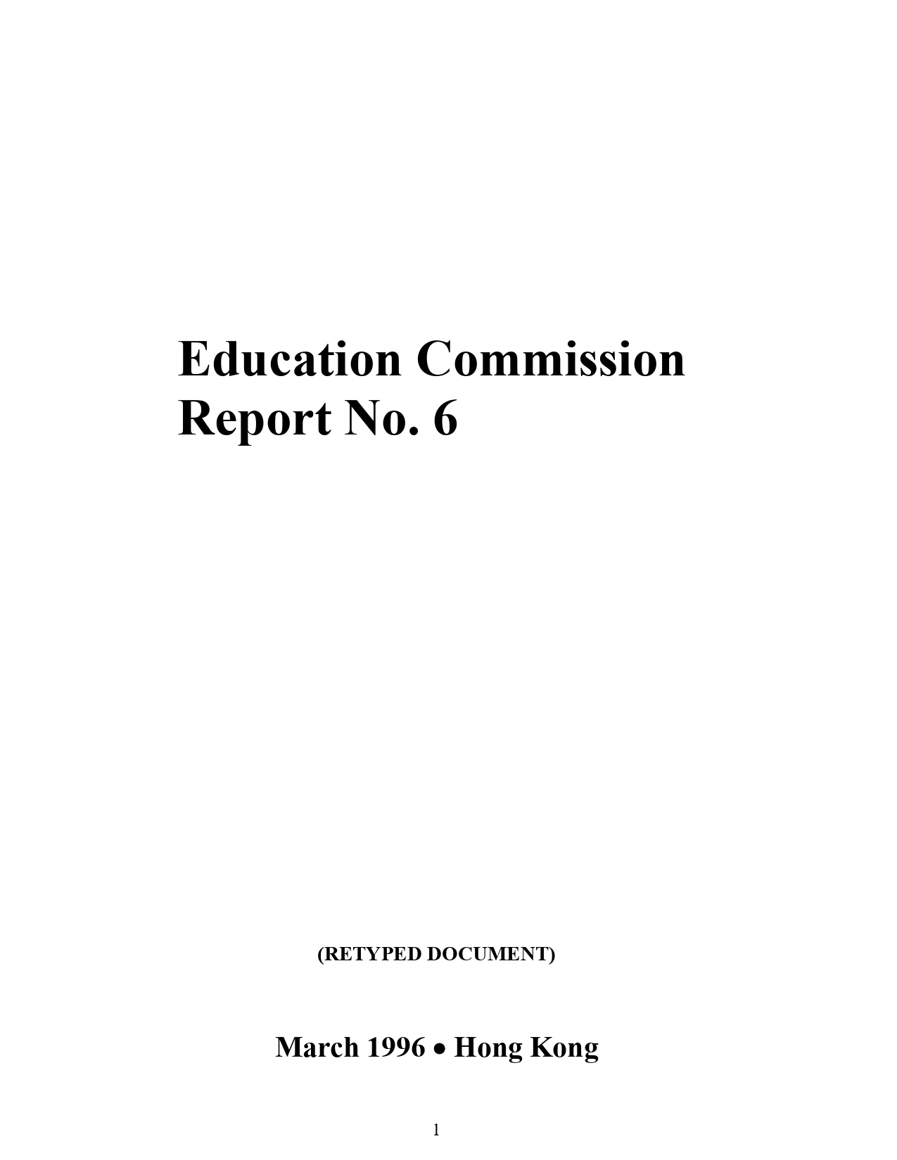 Education Commission Report No. 6