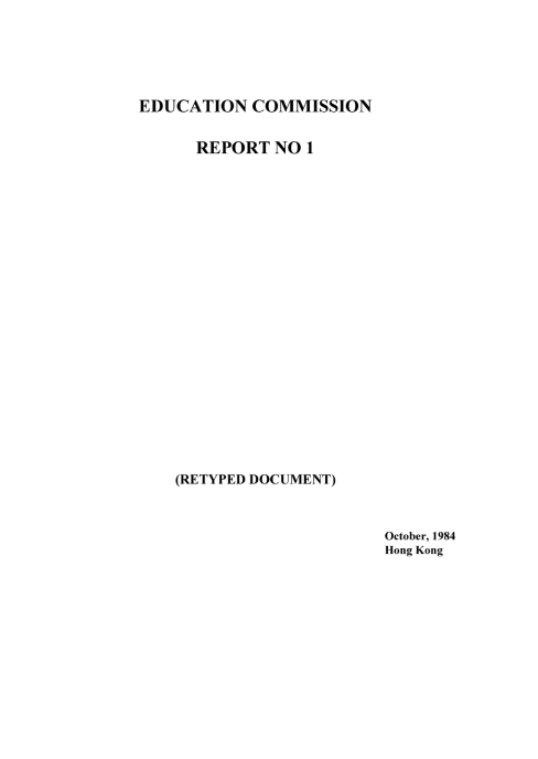 Education Commission Report No. 1